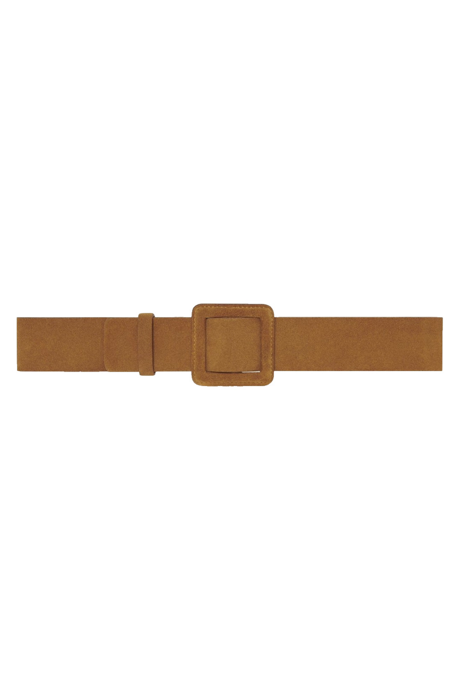 ba&sh Betty Brown Suede Leather Square Buckle Belt Size 75/30 Made in Italy NEW